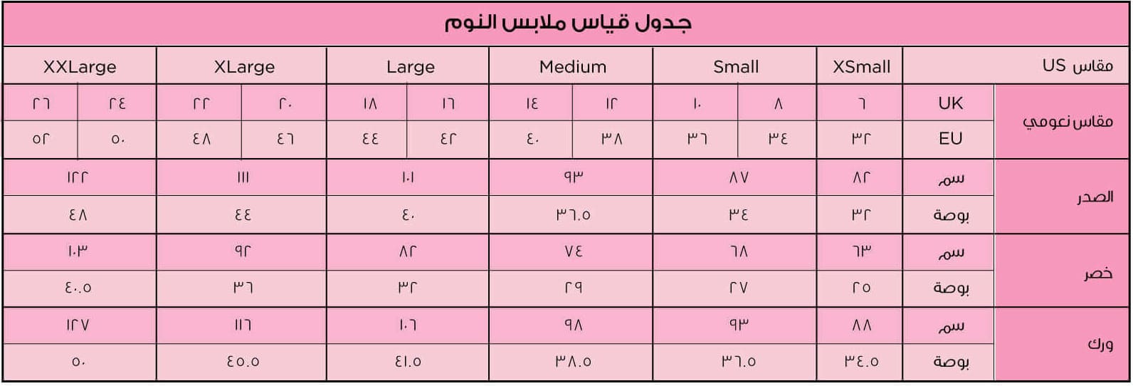 مقاسات الستيانات بالصور